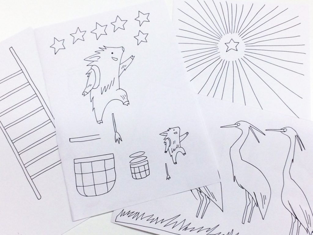 メモ書きからイラストを起こしていきます これはもうペンで仕上げたものです